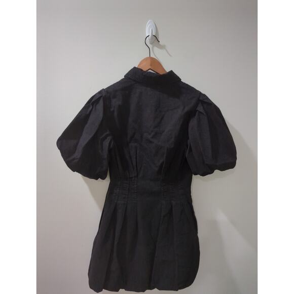 SIMKHAI Washed Black Balloon Pintuck Mini Dress NWT - Picture 5 of 6